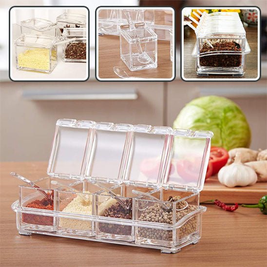 magnifique petit pot a épice individuel et transparent, et chaque contenant a sa propre cuillière de service