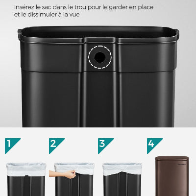 poubelle cuisine acier de qualité grand format marron