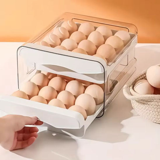 boite à oeufs sur deux niveau permettant de ranger jusqu'à quarante oeufs