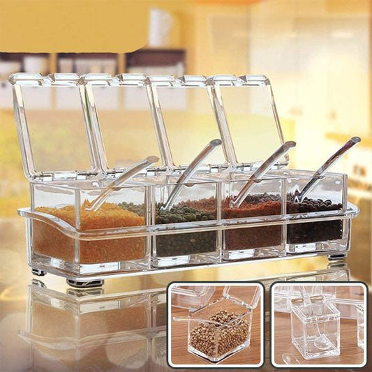 magnifique petit pot a épice individuel et transparent, et chaque contenant a sa propre cuillière de service