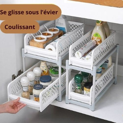 rangement sous evier plastique robuste et coulissant